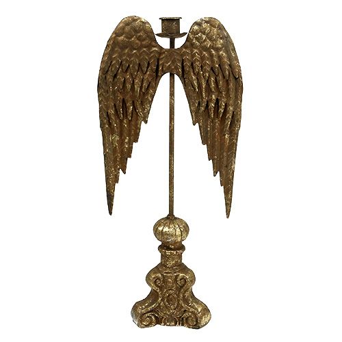 Floristik24 Svietnik s anjelskými krídlami zlatý V42cm