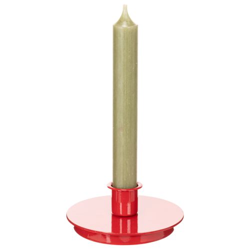 Kompaktné červené kovové svietniky na kužeľovité sviečky s priemerom 10 cm, 2 kusy | Floristik24.sk