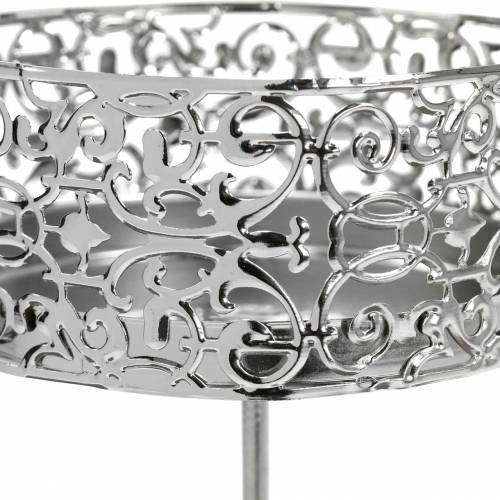 položky Kvetinové svietniky na zapojenie v striebornej farbe Ø8,8cm H13,7cm 4 kusy starožitného vzhľadu