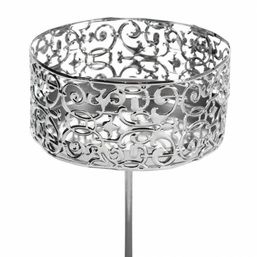 položky Kvetinové svietniky na zapojenie v striebornej farbe Ø8,8cm H13,7cm 4 kusy starožitného vzhľadu