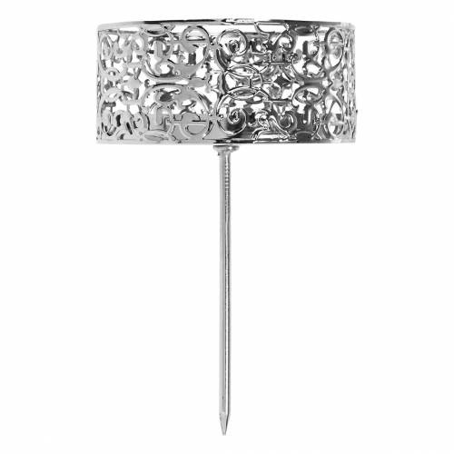 položky Kvetinové svietniky na zapojenie v striebornej farbe Ø8,8cm H13,7cm 4 kusy starožitného vzhľadu