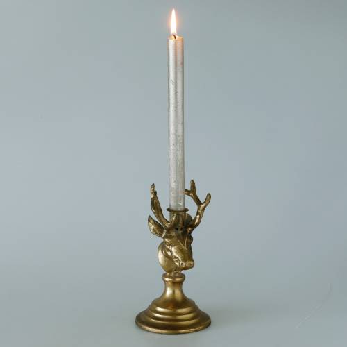 Floristik24 Svietnik starožitného vzhľadu hlava jeleňa zlatý kov 19,5cm