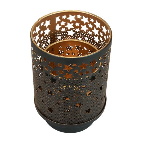 položky Kovový svietnik čierno/zlaté hviezdy V13,5cm/19cm sada 2 ks