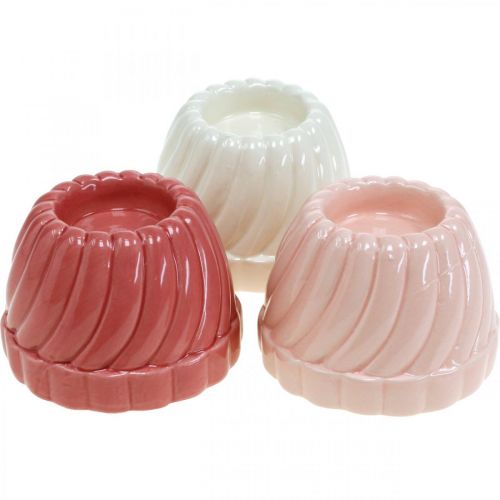 Floristik24 Bundt tortový držiak na čajovú sviečku, dekorácia na stôl, forma na pečenie na sviečky, ozdobná torta V7cm 3ks