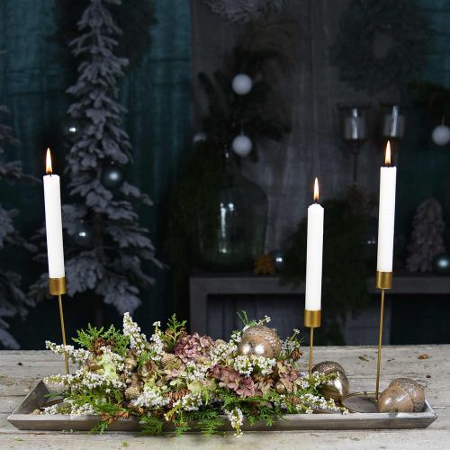 Floristik24 Svietnik zlatý kovový ozdobný tyčový svietnik Ø10cm V20cm