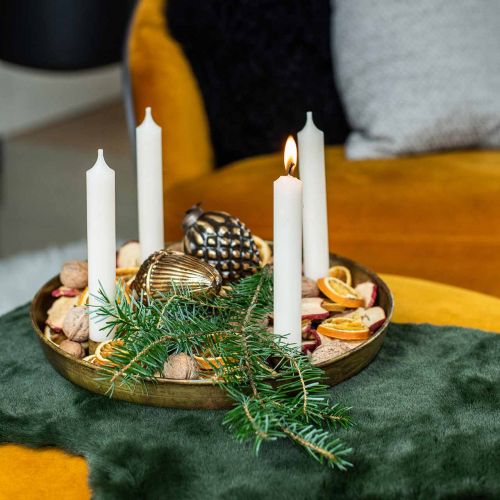 položky Tanier na sviečku, miska na adventný veniec, vianočná dekorácia zlatý antický vzhľad Ø30cm