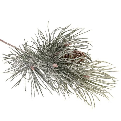 Umelá borovicová vetvička so šiškami, zimná, 40 cm | Floristik24.sk