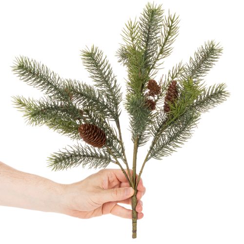 Umelá jedľová vetvička s ozdobou v tvare šišky, 41 cm | Floristik24.sk