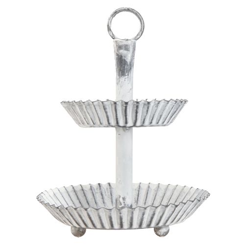 položky Stojan na tortu Shabby Chic kovový biely 2-poschodový Ø16,5cm