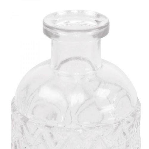 položky Malá sklenená váza diamantový vzor sklo transparentné V12,5cm 6ks