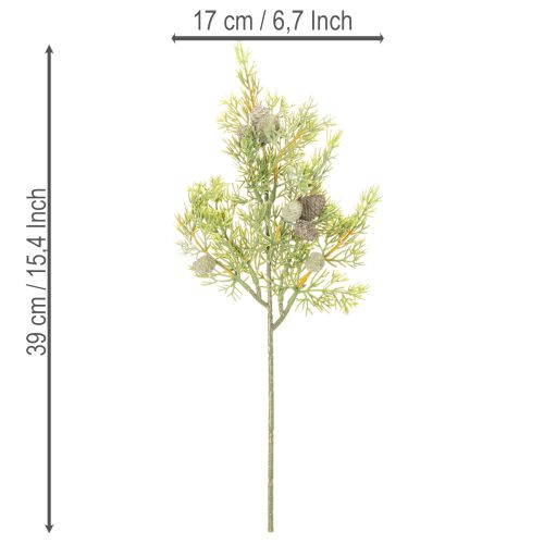 Umelý ihličnatý konár so šiškami ako umelá dekorácia na stôl, 39 cm, 4 kusy | Floristik24.sk