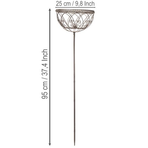 položky Kovový záhradný kôš, dekoratívny predmet vo vintage štýle pre štýlové vonkajšie použitie, 95 cm