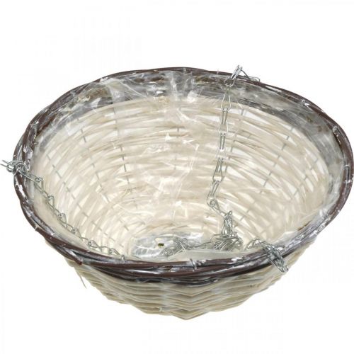položky Závesný košík, miska na rastliny na zavesenie biela, hnedá, shabby chic Ø31,5cm