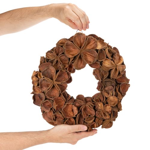 Veniec zo sušeného lotosu, dekoratívny veniec na dvere, 35 cm | Floristik24.sk