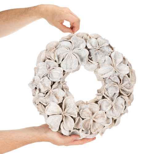 Veniec s lotosovým kvetom, prírodná dekorácia, sušené kvety, 35 cm | Floristik24.sk