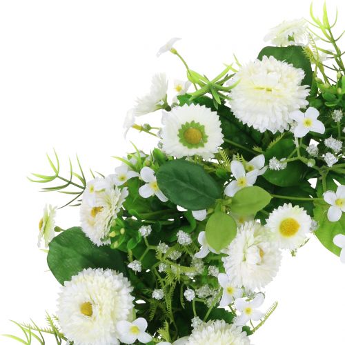 položky Kvetinový veniec deco biely Bellis veniec na dvere hodvábne kvety Ø30cm