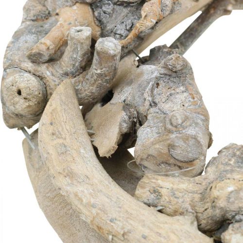 Floristik24 Dekoračný veniec drevený koreňový veniec praný biely Ø35cm V9cm