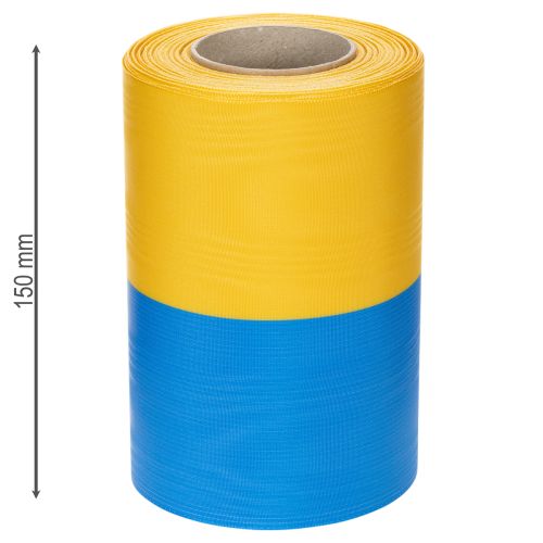 položky Moaré stuhy na veniec 150 mm v modrej a žltej farbe - prémiová smútočná a dekoračná stuha, na oslavy, mašľová stuha