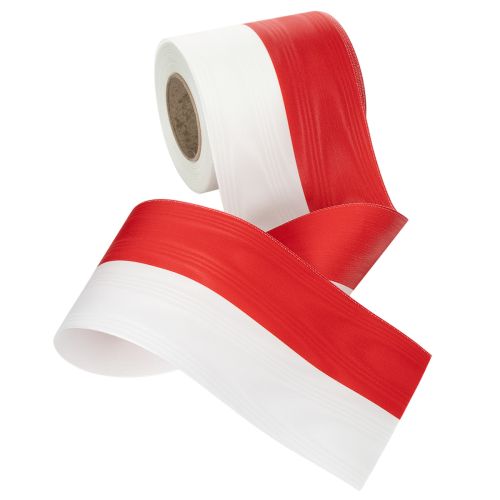 položky Moaré bielo-červené stuhy na veniec 100 mm