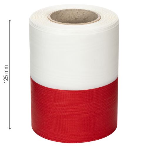 položky Bielo-červená moaré stuha na veniec, 125 mm - smútočná stuha, ozdobná stuha, mašľová stuha, slávnostná stuha, kotúč 25 m