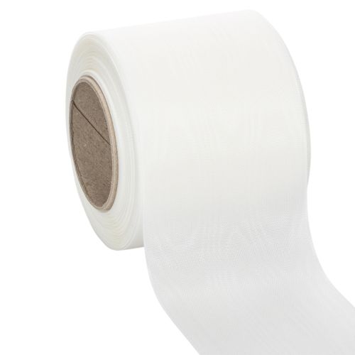 Floristik24 Biela stuha na veniec, vysoká kvalita, 75 mm x 25 m - ozdobná stuha pre kvetinárstvo a pohrebné služby, ideálna na potlač.