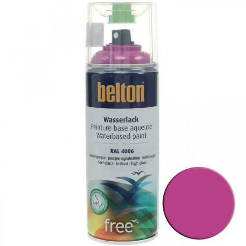 položky Bezplatná farba na vodnej báze Belton ružová dopravná fialová s vysokým leskom v spreji 400 ml