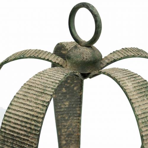 Floristik24 Deko korunka starožitná kovová machovo zelená, béžová Ø28cm V36,5cm