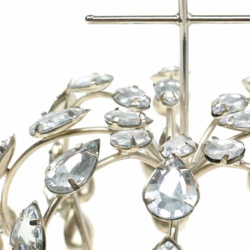 Floristik24 Korunka s diamantmi a krížikom strieborná Ø11cm H17cm