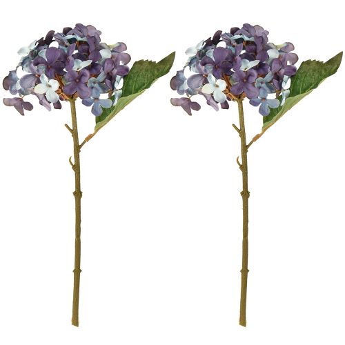 položky Umelá dekorácia z hortenzie, umelý kvet, modrá fialová 34 cm, 2 ks
