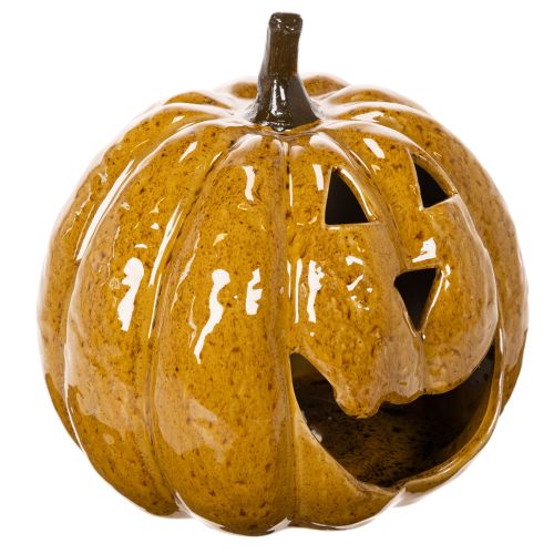 Keramická tekvica s tvárou, LED dekorácia, Halloween, 19 cm