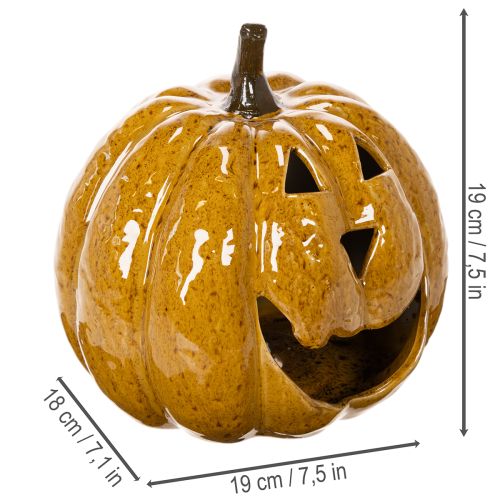 Keramická tekvica s tvárou, LED dekorácia, Halloween, 19 cm | Floristik24.sk