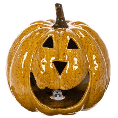 Keramická tekvica s tvárou, LED dekorácia, Halloween, 19 cm | Floristik24.sk