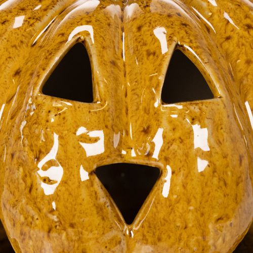 Keramická tekvica s tvárou, LED dekorácia, Halloween, 19 cm | Floristik24.sk