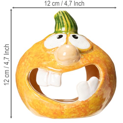 Dekoratívna figúrka tekvice a držiak na čajové sviečky, vtipná tvárička, jesenná dekorácia, 12 cm, 2 kusy | Floristik24.sk