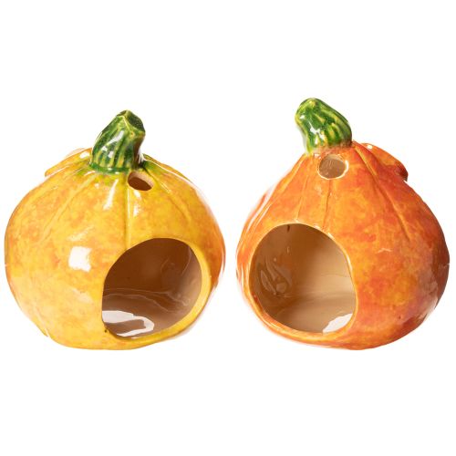Dekoratívna figúrka tekvice a držiak na čajové sviečky, vtipná tvárička, jesenná dekorácia, 12 cm, 2 kusy | Floristik24.sk