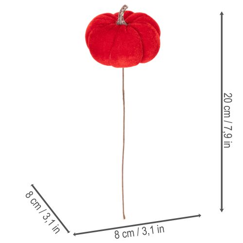 Dekoratívna tekvica na drôte, jesenná dekorácia, zamat, trojfarebná sada, 8 cm, 9 kusov | Floristik24.sk