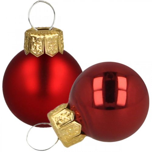 položky Mini vianočné gule sklenené červené matné/lesklé Ø2cm 44 kusov