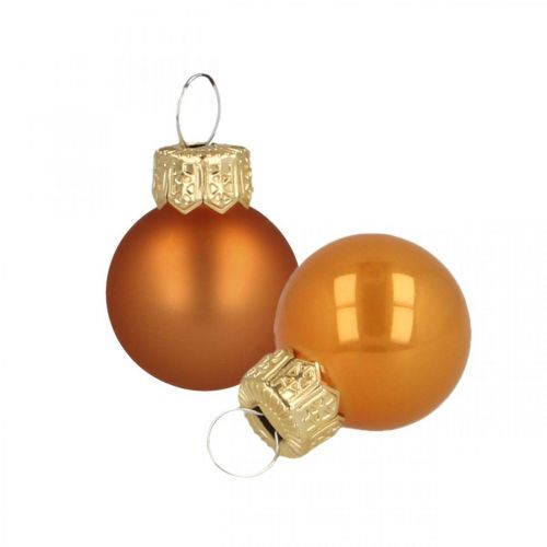 Mini vianočné gule sklenené oranžové matné/lesklé Ø2cm 44ks