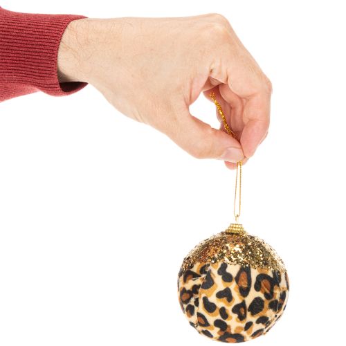 Vianočné gule s leopardím vzorom a zlatými trblietkami 7 cm 3 ks | Floristik24.sk