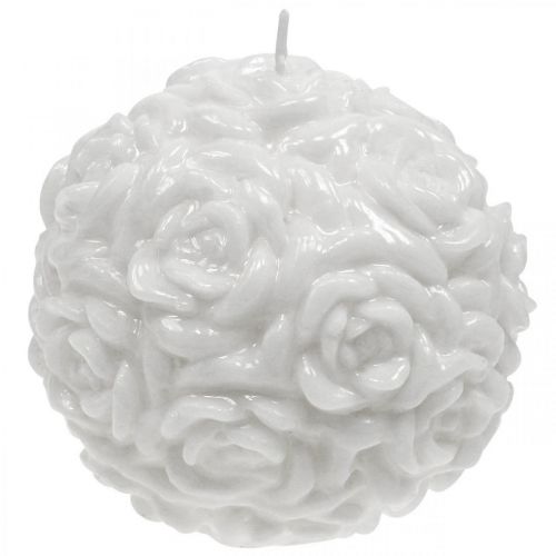 položky Guľová sviečka ruže okrúhla sviečka biela stolová dekorácia Ø10,5cm