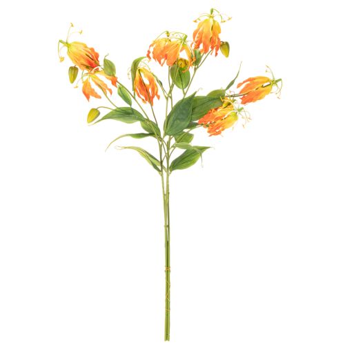 Umelý kvet Gloriosa oranžovej farby s dlhými stonkami do vázy 80 cm 3 ks | Floristik24.sk