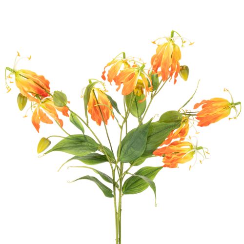 Umelý kvet Gloriosa oranžovej farby s dlhými stonkami do vázy 80 cm 3 ks | Floristik24.sk