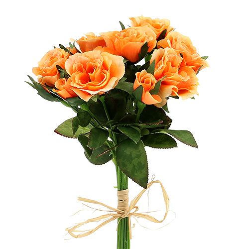Floristik24 Kytica umelá ruža oranžová L26cm 3ks