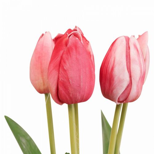 položky Umelý tulipán červený, jarný kvet 48 cm zväzok 5 ks