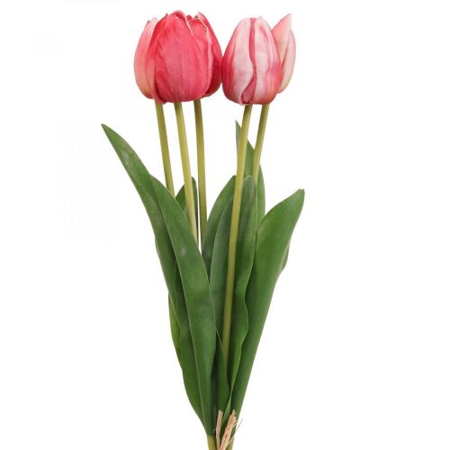 Floristik24 Umelý tulipán červený, jarný kvet 48 cm zväzok 5 ks