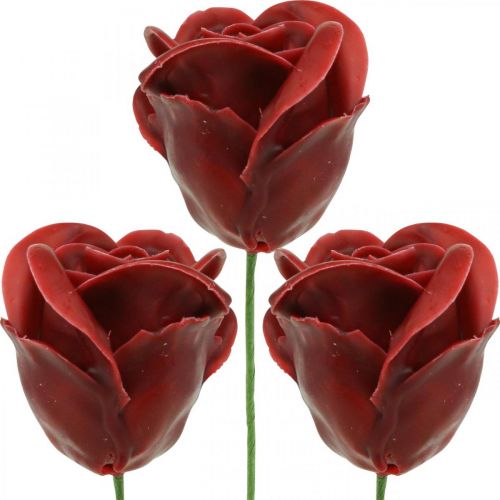 Floristik24 Umelé ruže Bordeaux Wax Ruže Deco Ruže vosk Ø6cm 18ks