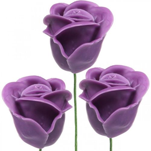 položky Umelé ruže fialka vosk ruže deco roses vosk Ø6cm 18ks