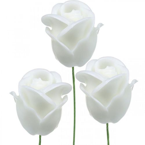 Floristik24 Umelé ruže biele voskové ruže ozdobné ruže vosk Ø6cm 18ks