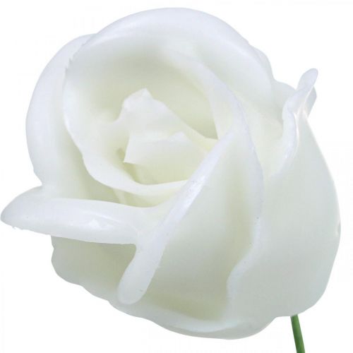položky Umelé ruže biele voskové ruže ozdobné ruže vosk Ø6cm 18ks