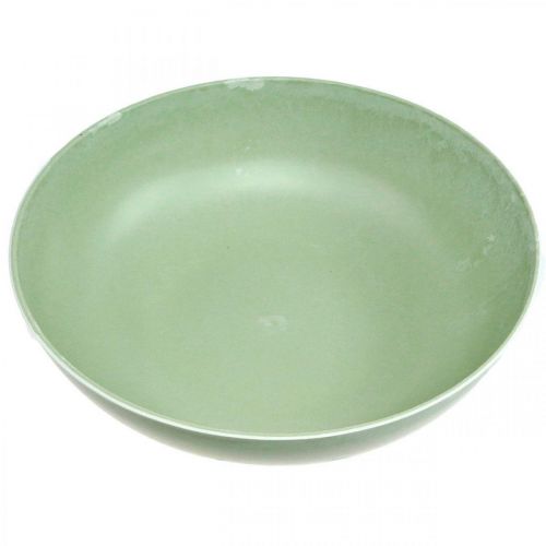 položky Okrúhly kvetináč, kvetinová dekorácia, plastová miska, nádoba na aranžmány, zelená, melírovaná biela, V8,5 cm, Ø30 cm